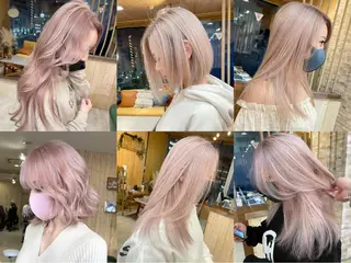 ミディアム 韓国レイヤー外国人風 透明感カラー髪質改善のヘアスタイル