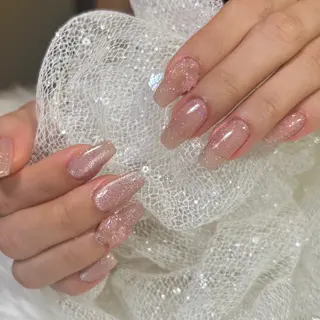 ネイル リボン、ガーリー パーツ放題専門店のネイルデザイン