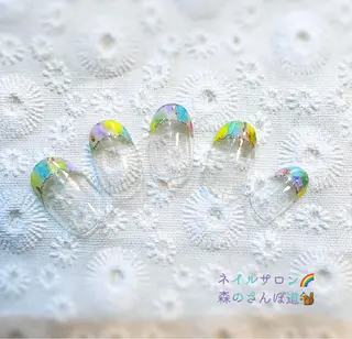 ネイル ショートネイル 森のさんぽ道のネイルデザイン
