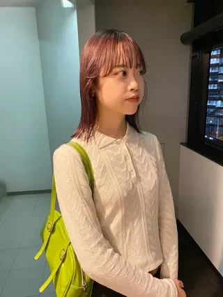 ミディアム カラー パーマ ヘアアレンジ デザインカラー/ボブ ブリーチカラー/ユリのヘアスタイル