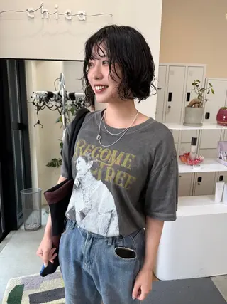 ミディアム ボブカットモデル/パ ーマ/harunaのヘアスタイル