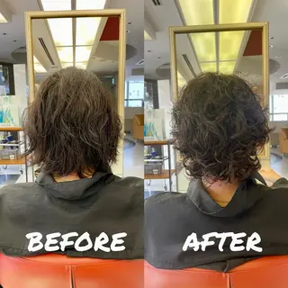 ショート パーマ メンズ 鶴﨑 美優亜のヘアスタイル