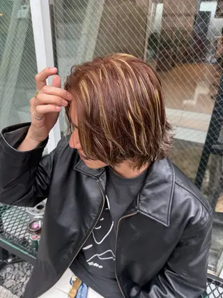 ミディアム カラー メンズ ツイスパ/メンズ パーマ/歩夢のヘアスタイル