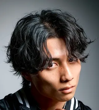 ミディアム パーマ メンズ 恵比寿メンズカット モデル無料/かずきのヘアスタイル