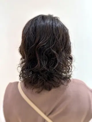 セミロング パーマ 小顔レイヤー💗 木村実樹のヘアスタイル