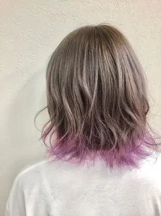 ミディアム カラー ダブルスキルエクステ /羽エクステ白石宇由のヘアスタイル