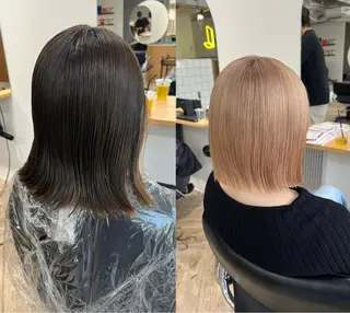 ミディアム カラー ベージュ/髪質改善 新潟/万代/井上佑のヘアスタイル