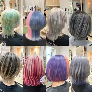 セミロング カラー 🌈派手髪ハイトーン 🌈鈴木亮太🌈のヘアスタイル