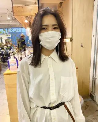 ミディアム カラー パーマ美容師 hanaのヘアスタイル