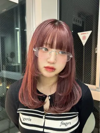 セミロング カラー ヘアセット🎀透明感 カラーHiROEのヘアスタイル