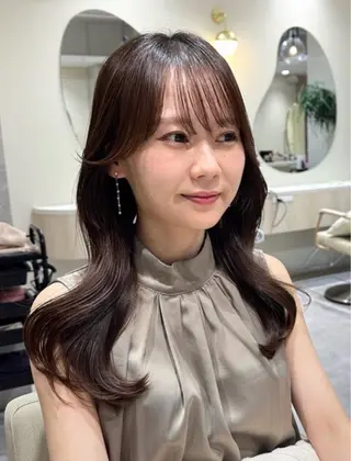 セミロング カラー カット無料｜レイヤー カット｜韓国モテへアのヘアスタイル