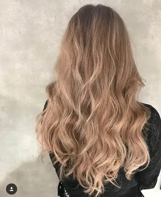 ロング カラー パーマ ヘアアレンジ チビ編み込みエクステ シールEXどぅ〜すのヘアスタイル