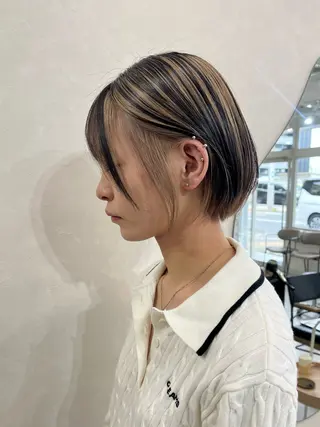 ミディアム カラー 長山 茉白のヘアスタイル