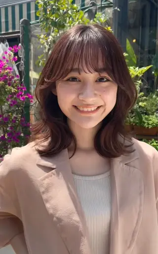 ミディアム ハイライト無料 韓国ヘア/レイヤーのヘアスタイル