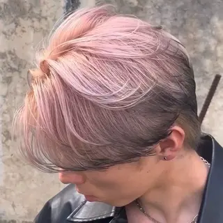カラー メンズ ウルフ/レイヤー/ ブリーチカラーのヘアスタイル