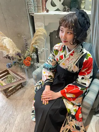 ショート カラー パーマ ヘアアレンジ maho🤍透明感 カラー/顔周りcutのヘアスタイル