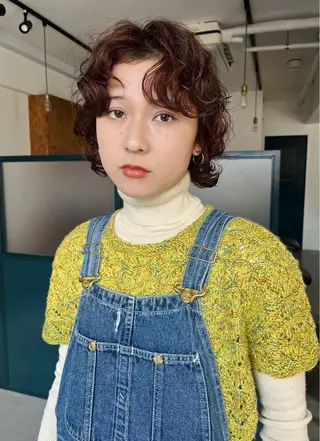 ショート パーマ 暖色/パーマ 🌼クニトウメイのヘアスタイル