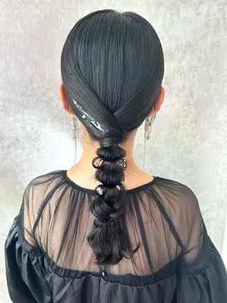 ロング ヘアアレンジ 横浜ハイトーン‪ エクステ/あやかのヘアスタイル