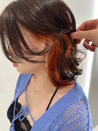 ミディアム ボブパーマ/縮毛矯正 /かわいい/せき🫧のヘアスタイル