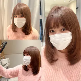ミディアム 赤み消し透明感カラー 似合わせ前髪柴田礼空のヘアスタイル
