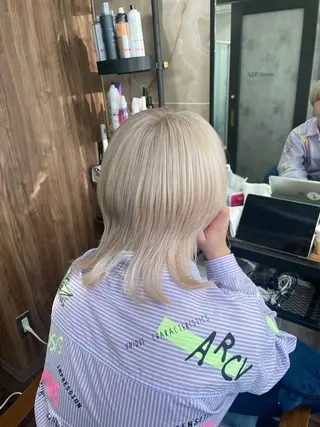 カラー メンズ Lull1人美容室 バレイヤージュのヘアスタイル