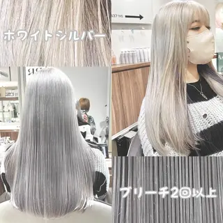 ロング カラー 雅/ダブルカラー/ 白髪ぼかしハイライトのヘアスタイル