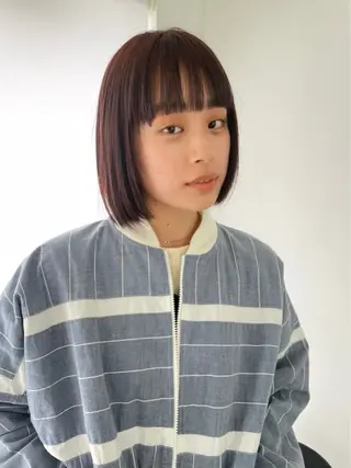 ミディアム rizu🤎/ ボブ /ブラウンカラーのヘアスタイル