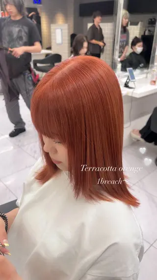 セミロング カラー パーマ ヘアアレンジ メンズ キッズ ブリーチなしカラー/ ブラウン/レイヤーのヘアスタイル