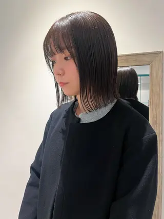 ミディアム カラー 地毛風ストレート ミニボブ🌷江梨🍎のヘアスタイル