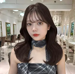 ミディアム 顔周りカット/縮毛 /マツエク/詩織🕊のヘアスタイル