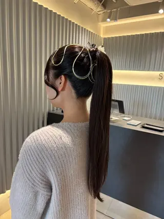 ロング カラー パーマ ヘアアレンジ 押切 響 のヘアスタイル
