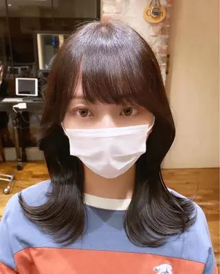 ミディアム カラー 顔まわりカット🌟 くびれヘア/寺門遥輝のヘアスタイル