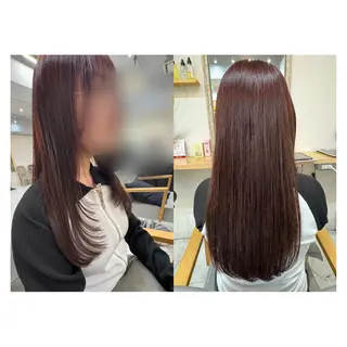 ロング レイヤーカット・ 縮毛矯正 星野のヘアスタイル
