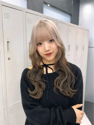 ロング カラー ヘアアレンジ ハイトーン/透明感 髪質改善/rinaのヘアスタイル