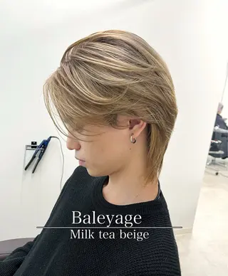 ミディアム カラー パーマ メンズ 二ヶ月綺麗なデザイン カット/星野六三四のヘアスタイル