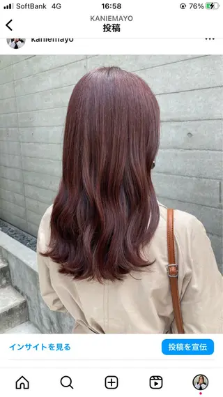 セミロング ✨色持ちの良い艶 カラー✨蟹江真世のヘアスタイル