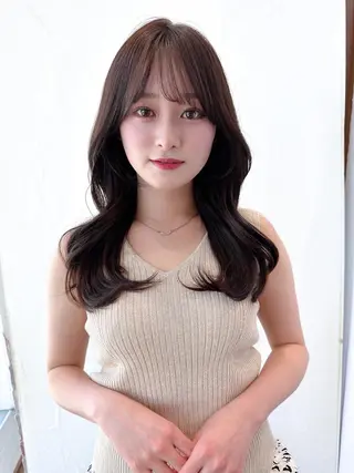 セミロング カラー 顔周り/くびれヘア 韓国ヘア💕風間るなのヘアスタイル