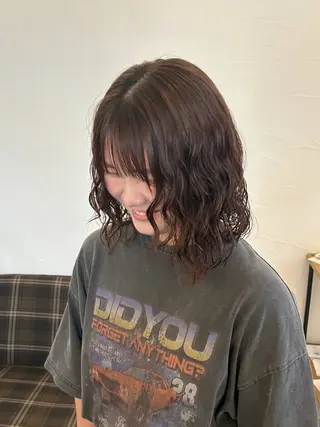ミディアム パーマ 水谷 優華のヘアスタイル