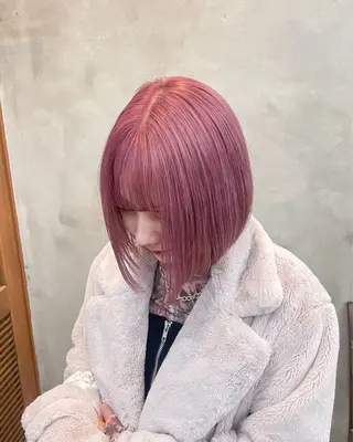 ショート カラー ヘアアレンジ 【ピンク/韓国ヘア/ ヘアセット】亜海のヘアスタイル