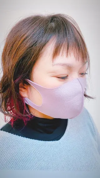 ミディアム カラー パーマ 宇賀 芹加のヘアスタイル