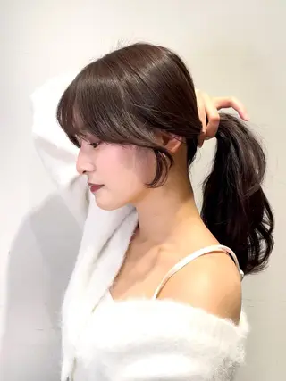 セミロング カラー ヘアアレンジ 🤎小顔レイヤー /ベージュ🤎友香のヘアスタイル