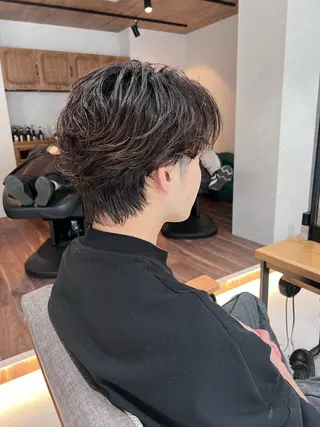 パーマ メンズ 艶ボブ🤎ボブパーマ 透明感カラー\メンズのヘアスタイル
