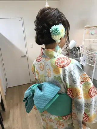 セミロング ヘアアレンジ 早朝✨ヘアセット 着付け/清水玲歌のヘアスタイル
