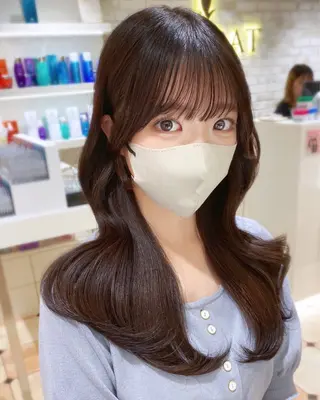 ミディアム カラー 顔まわりカット🌟 くびれヘア/寺門遥輝のヘアスタイル