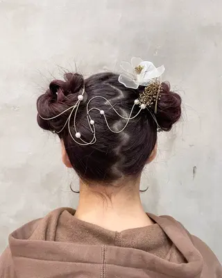 ロング ヘアアレンジ 【ピンク/韓国ヘア/ ヘアセット】亜海のヘアスタイル