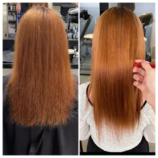 ロング け んブリーチ縮毛矯正のヘアスタイル