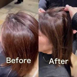 ミディアム 白髪ぼかし特化/ 髪質改善/ハクのヘアスタイル