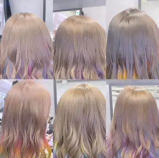 セミロング ブリーチ&エクステ 🥀ケアカラー特化のヘアスタイル