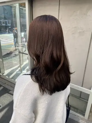 セミロング カラー 大人っぽ♡上品な暖色 ♡ブリーチなし♡のヘアスタイル