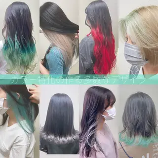 ミディアム カラー パーマ ヘアアレンジ メンズ キッズ ネイル マツエク・マツパ 切りっぱなしヘアボブ ミディアムヘアRYOのヘアスタイル